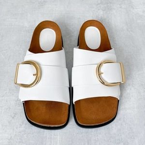 Khaite Thomson Sandals Slides Leather Buckle